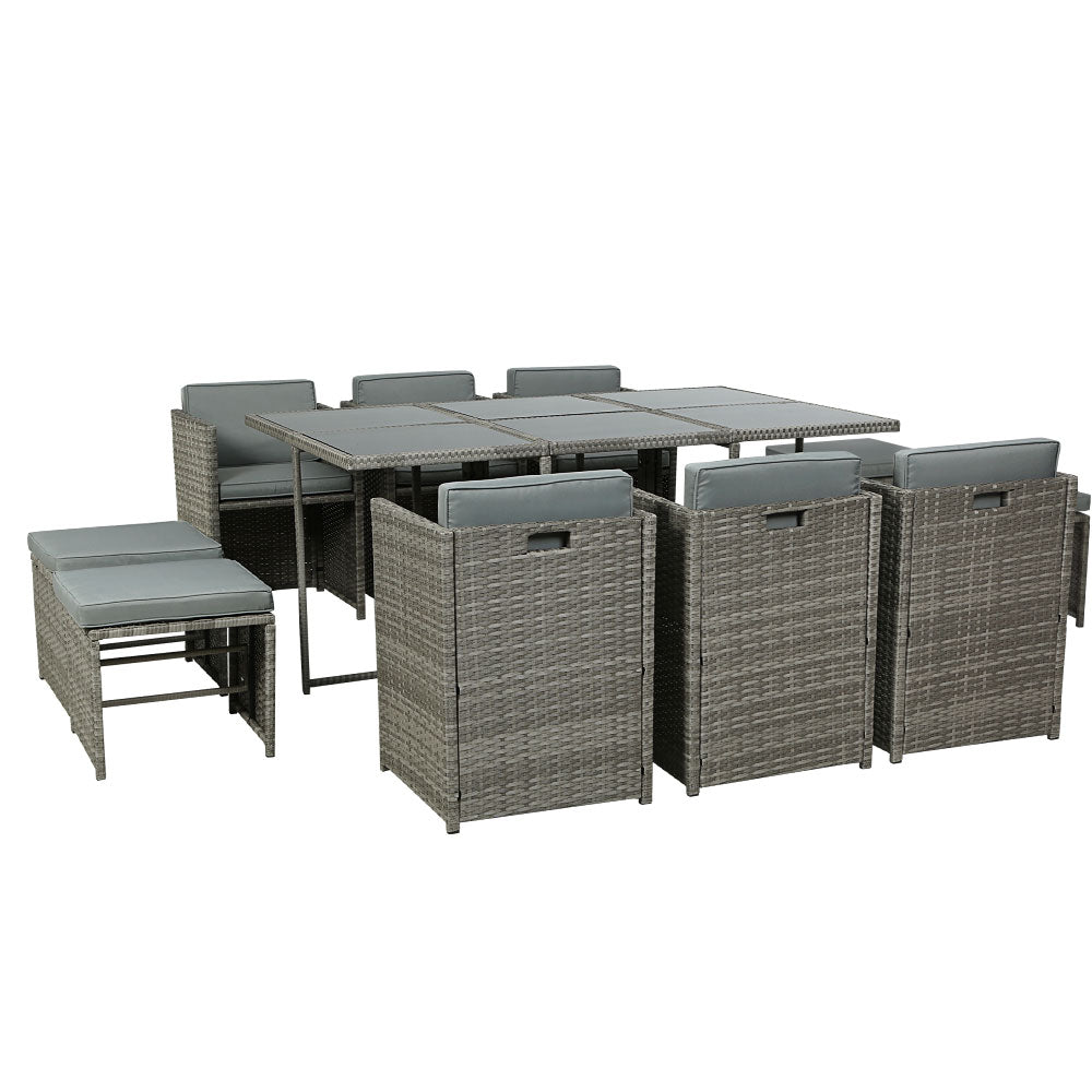 Sorrento Premium 11 Piece Outdoor Dining Set - Grey